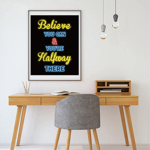10Pcs Motivational Neon Sign Style Wall Art Inspirational Posters