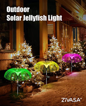 Outdoor Decorative Solar Garden Lights, 7 Color Changing Powered Jellyfish Light 2-Pack