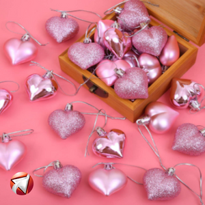 36 Pack Valentine's Heart Baubles Heart Shaped Ornaments