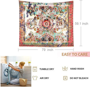 💥BEST SELLER ❗❗ Bohemian Decor Tapestry Floral Boho Mandala Wall Hanging Flowers Art for 51x 79