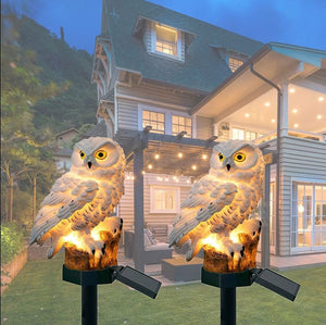 Solar Owl Ground Lights Outdoor Waterproof Garden Yard Landscape LED Decor Lamp