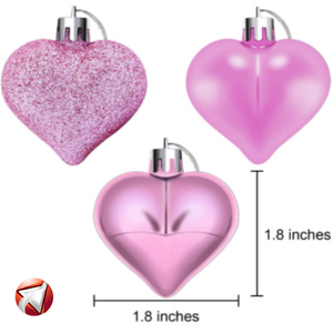 36 Pack Valentine's Heart Baubles Heart Shaped Ornaments