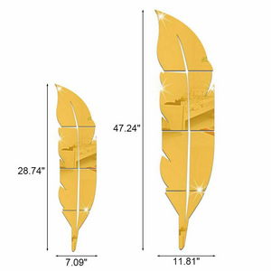 3D Feather Mirror Art Stickers Wall Decor
