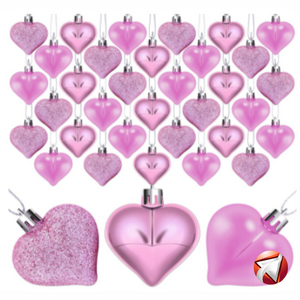 36 Pack Valentine's Heart Baubles Heart Shaped Ornaments