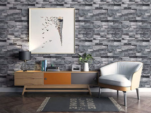 Grey Stone Brick Wallpaper Peel and Stick Wallpaper Stone Wallpaper 17.7”X 118”