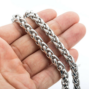 8mm Mens Braided Wheat Franco Necklace Stainless Steel Chain 22inch Heavy