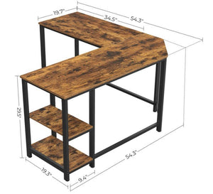 Brand New!! Computer Desk, 54-Inch L-Shaped Corner Desk, Writing Study Workstation with Shelves