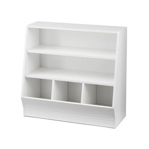 Kids Bin Storage and Book Case, Kids Book Shelves - White Finish