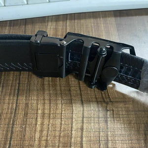 Ratchet Belt for Men Black Microfiber Leather Casual Belt Adjustable Automatic Buckle Elegant Style