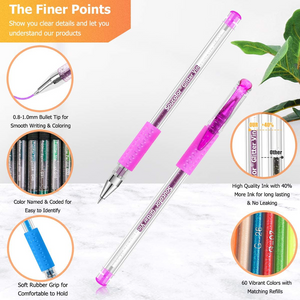 ✏️New💕 120 Pack Glitter Gel Pens for Adult, Artist Supplies Colored Neon Glitter Gel Marker Pens