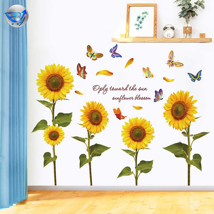Garden Butterfly Sunflower Wall Decals