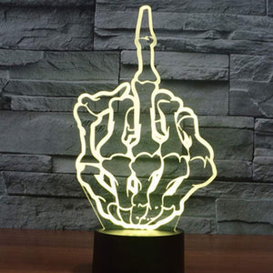 3D Middle Finger Gesture Visual Night Light, 3D LED Acrylic Panel 7 Color Change Table Lamp.