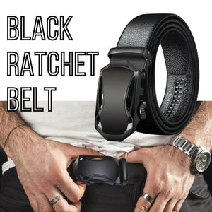 Ratchet Belt for Men Black Microfiber Leather Casual Belt Adjustable Automatic Buckle Elegant Style