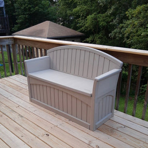 50 Gallon Patio Bench with Storage - Decorative Resin Outdoor Patio Bench for Deck, Patio, Garden