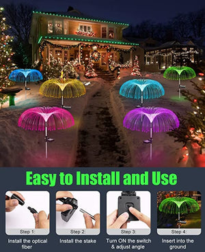 Outdoor Decorative Solar Garden Lights, 7 Color Changing Powered Jellyfish Light 2-Pack