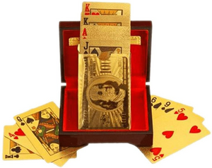 Luxurious 24K Gold Plated Playing Cards Case and Certificate with Wooden Gift Box | Make Your M