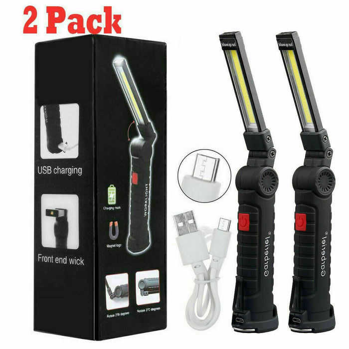✨NEW✨ 2 small mechanic magnetic rechargeable cob led red light folding torch