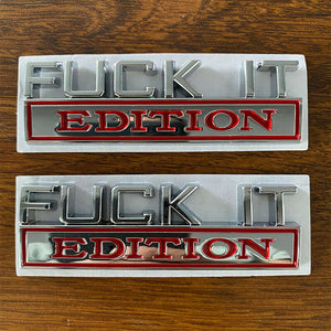 2pc F IT EDITION emblem Badges Sticker Decal for Chevy Car Truck Universal Silver and Red