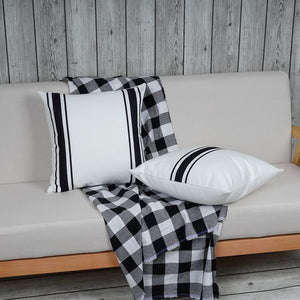 Set of 2, Black and White Striped Farmhouse Throw Pillow Covers 18 x 18,Inch