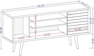 Mid-Century Modern TV Stand with Cabinet Storage and Shelves, Accommodates up to 65-Inch Television