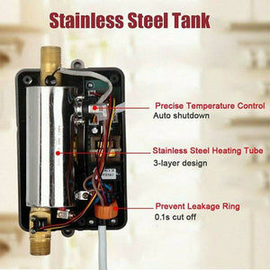 3000W Electric Tankless Instant Hot Water Heater Shower Kitchen Tap Faucet 110V