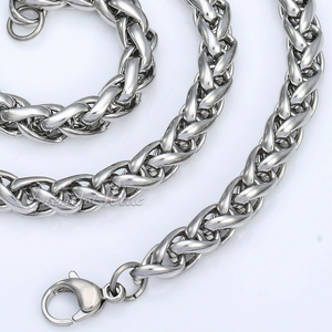 8mm Mens Braided Wheat Franco Necklace Stainless Steel Chain 22inch Heavy