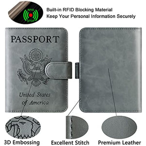 Card Holder Combo Passport and Vaccine Cover Wallet Case Leather Travel Wallet Rfid Blocking for Men Women