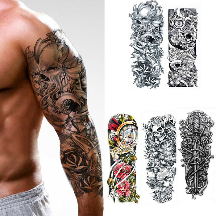 💯NEW💯5pcs Large Temporary Body Art Arm Tattoo Sticker Sleeve Man Women Waterproof USA