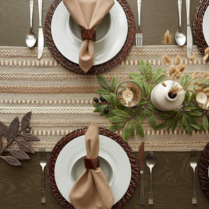Gorgeous Farmhouse Hand Woven Neutral Rustic Boho Cotton Table Runner I Holidays Decor - 15x72"