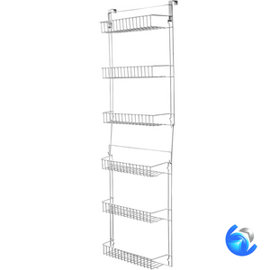 6-Tier Adjustable Pantry Shelves and Door Rack (White)