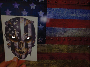 🔥Sale🔥Skull with Reflective Eyes American Flag Vinyl Decal Stickers Car Truck Sniper Marines Army
