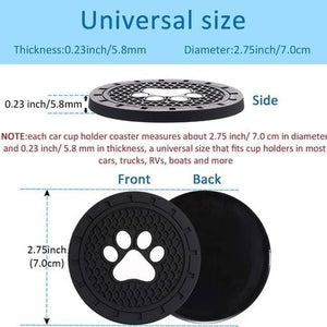 4 Pack Paw Car Coasters Cup Holder Silicone Clean Truck SUV Anti Slip Cute Dog Mat Black Gift NEW