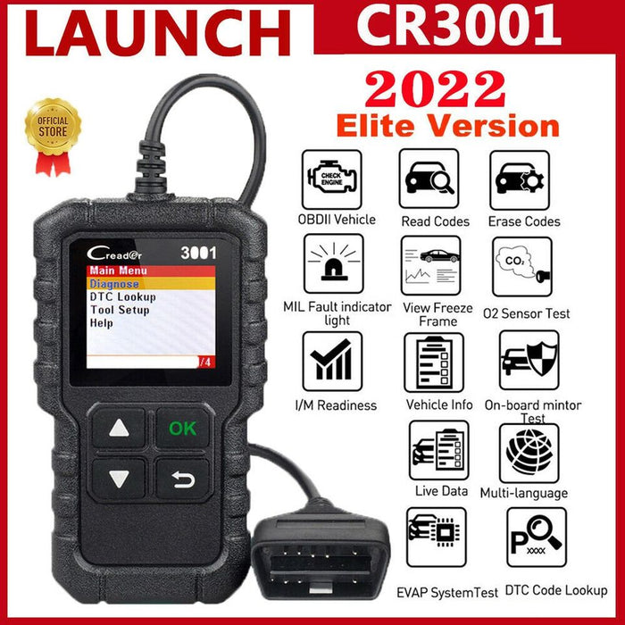 LAUNCH CR3001 OBD2 Scanner Code Reader Car Check Engine Fault Diagnostic Tool