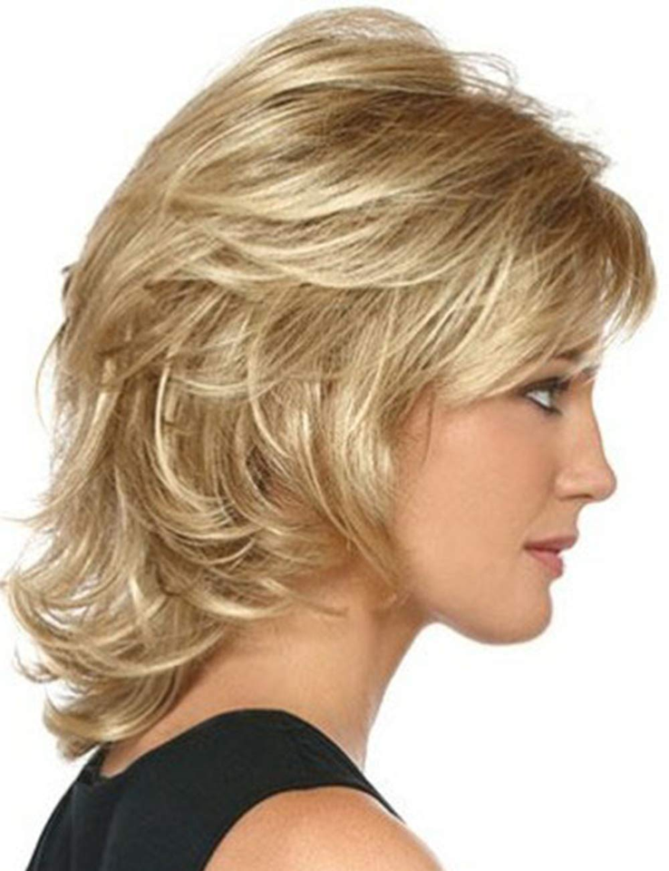 Short Mixed Blonde Curly Wig with Bangs Natural Wavy Synthetic Wigs for Women