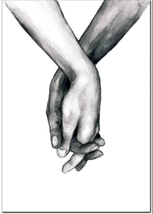 Unframed 3 Set Wall Art Painting, Love Hand in hand Minimalist Black and White Canvas 16x20"