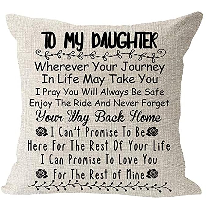 To My Daughter Pillow Cover Gift 18"x18" Home Living Room Decor Birthday Gift New
