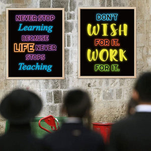 10Pcs Motivational Neon Sign Style Wall Art Inspirational Posters