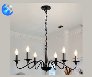 6-Light Black Rustic Chandelier.