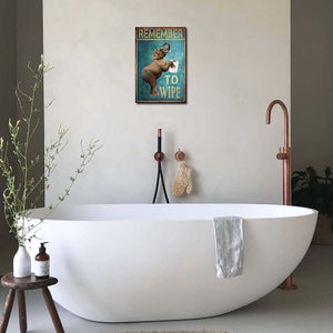 Remember To Wipe Bathroom Metal Sign Wall Decor for Bathroom Toilet Decor (8x12inch, Elephant)
