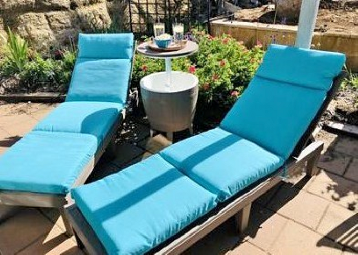1 Outdoor Patio Chaise Lounge Cushion 72"x21" Durable Fade Resistant Turquoise (CUSHIONS ONLY)