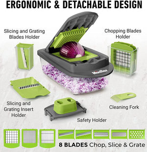 �10%OFF�Mueller Pro-Series 10-in-1, 8 Blade Vegetable Slicer, Onion Mincer Chopper, Vegetable Chopper, Cutter, Dicer, Egg Slicer with Container