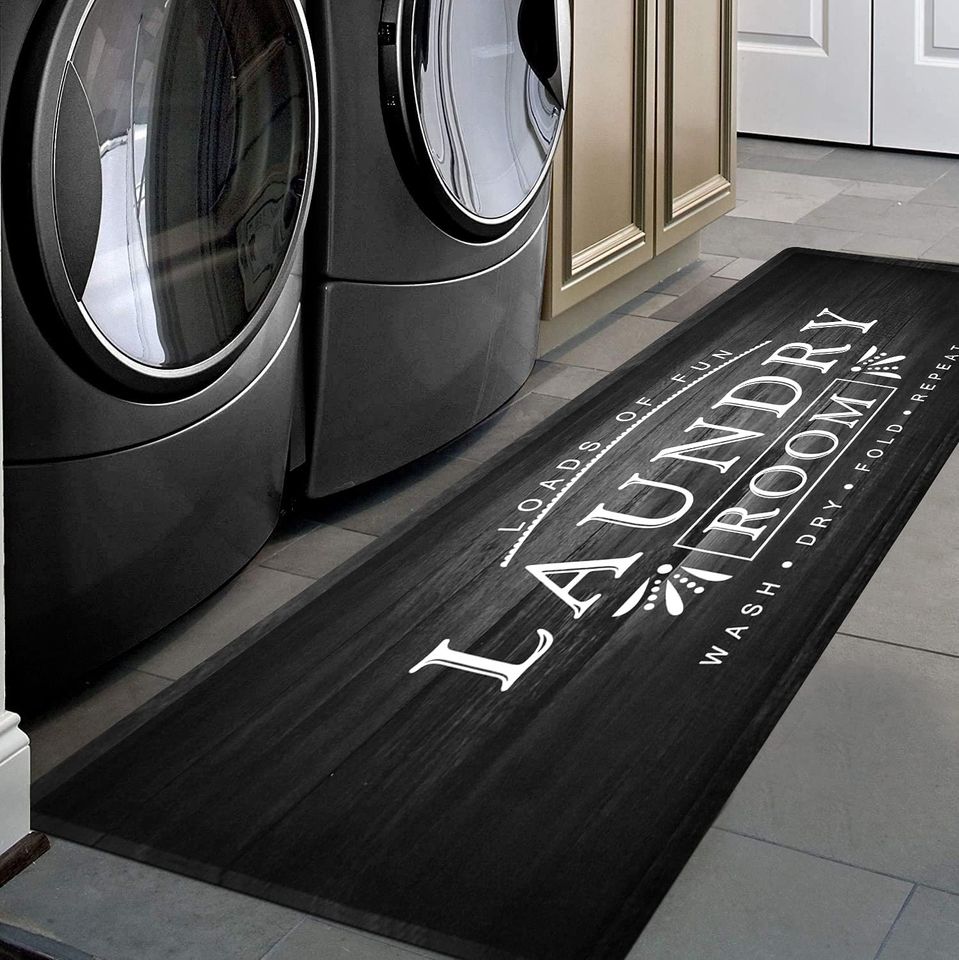 💕🌸Black Laundry Room Runner Rug, 20x59