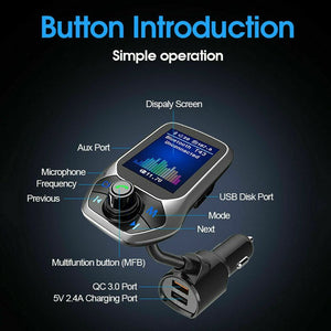 Bluetooth Car FM Transmitter MP3 Player Hands free Radio Adapter Kit USB Charger