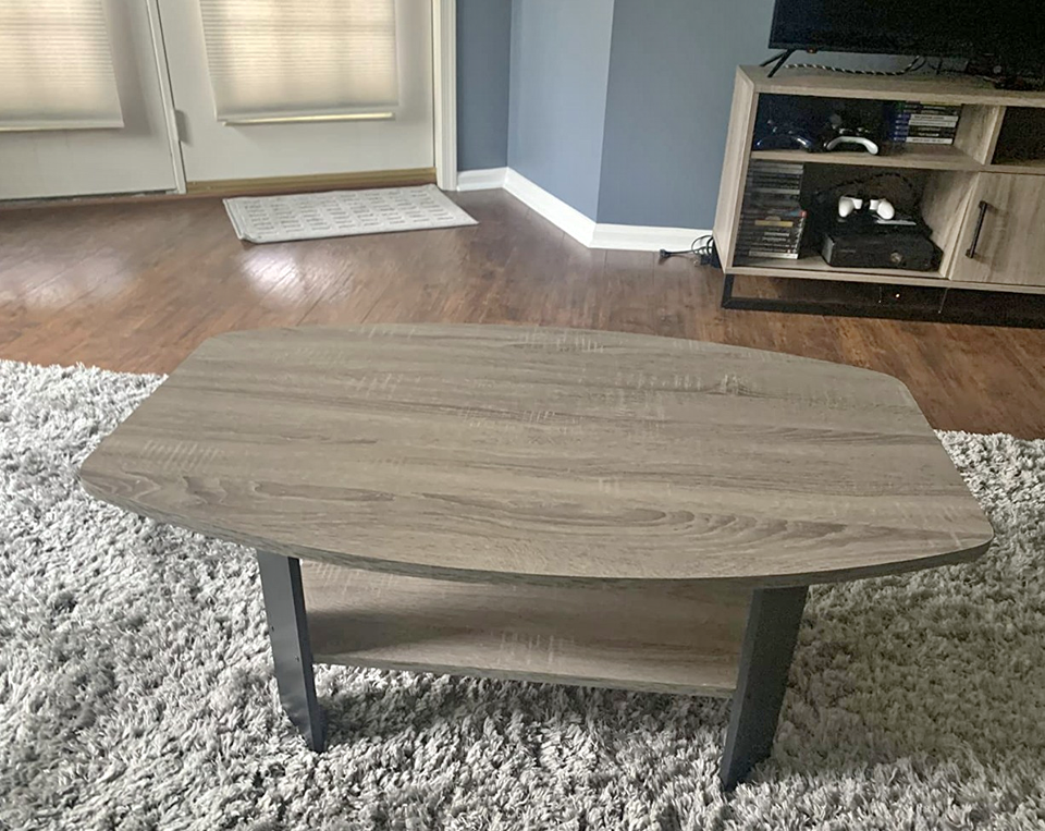 Simple Design Coffee Table, French Oak Grey/Black