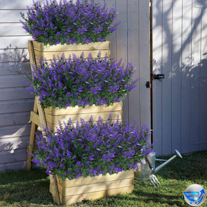 8 Bundles Outdoor Artificial Lavender Fake Flowers (Purple)
