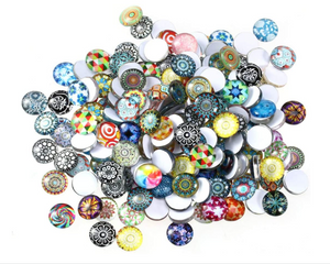200 Pieces Cabochons Round Mosaic Tiles for Crafts Glass Mosaic for Jewelry Making 12mm