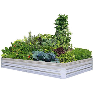 8x4x1ft Galvanized Raised Large Metal Planter Garden Bed for Vegetables Large Metal Planter Box