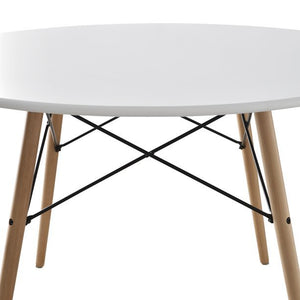 42" Deluxe Solid Wood Mid-Century Dining Table, Large Round Table With 4 Sturdy Legs, Chic