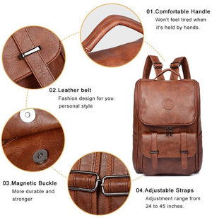 Leather Backpack Slim Vintage Laptop Backpack for Men Women,Travel Brown Water Resistant - NEW!!