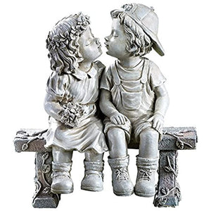 First Kiss Puppy Love Kissing Couple Oudoor Garden Sculpture Decor 8 1/4"L x 4 3/4" W x 9"H